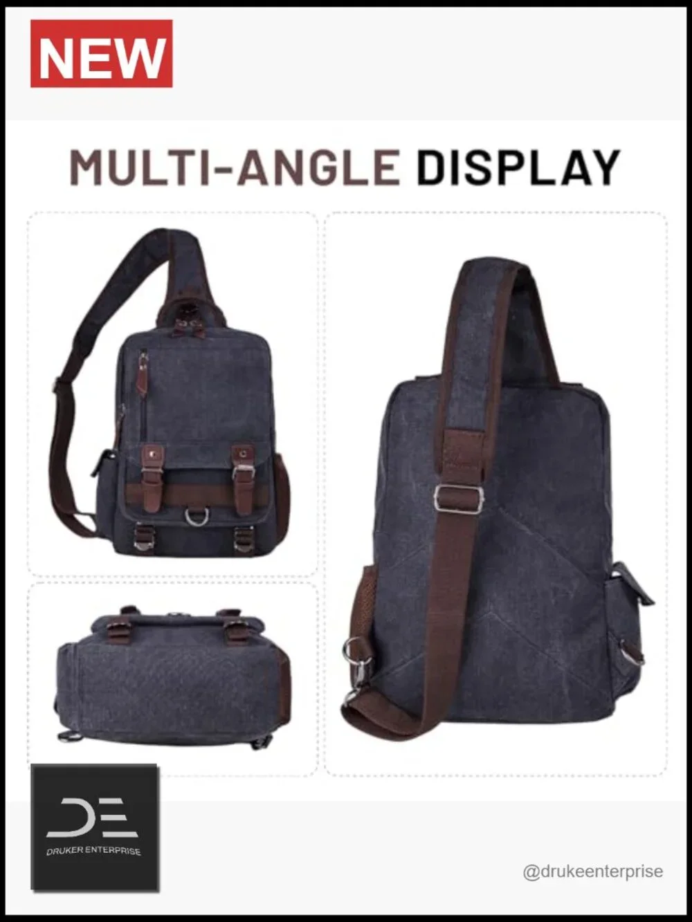 Canvas Cross Body Messenger Bag Shoulder Sling Backpack Travel Rucksack
